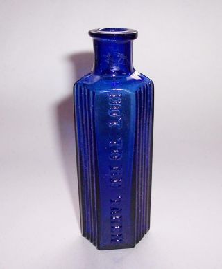 Antique/vintage 1900s Cobalt Blue Glass Poison Bottle Apothecary Not To Be Taken