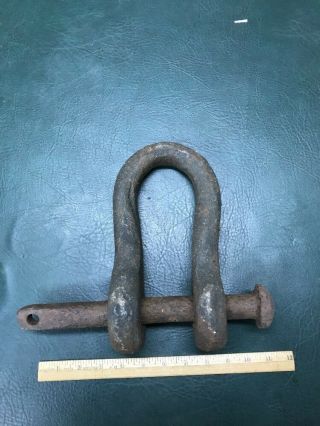 Antique Hand Forged Heavy Duty Iron U - Bolt Clevis Shackle 10 " L X 5 " W 13 Lbs