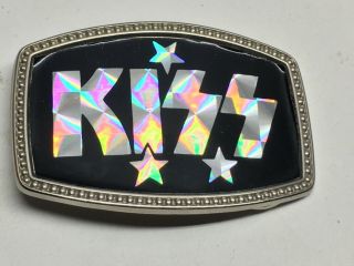 Vintage Kiss Metal Belt Buckle Prism Band Logo Rock Roll Rare 
