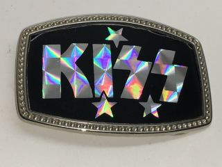 Vintage KISS Metal BELT BUCKLE Prism Band Logo Rock Roll RARE  2