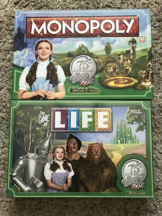 75th Anniversary Wizard Of Oz Monopoly And Life Board Game Rare Hasbro New/used