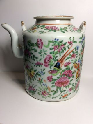 Antique Chinese Famille Rose Canton Tea Pot Teapot C1840 Spout A/f
