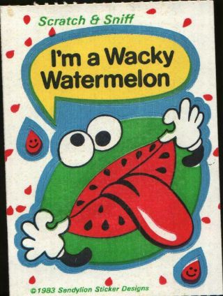 Rare Scratch & Sniff Stickers Sandylion Wacky Watermelon 1983