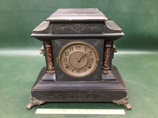 Antique 8 Day 1/2 Hour Strike Mantle Clock Made For American Wringer Co