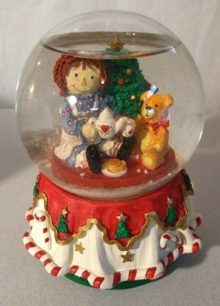 Kurt Adler 100mm Raggedy Ann Christmas Musical Snow Water Globe W/ Box - Rare