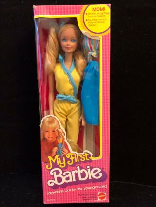 Vintage 1980 My First Barbie Doll Easy Dress 1875 Yellow Outfit Box