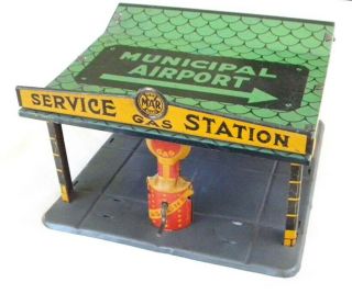 Marx Rare 1929 Tin Litho Municipal Airport Aero Gas Service Station