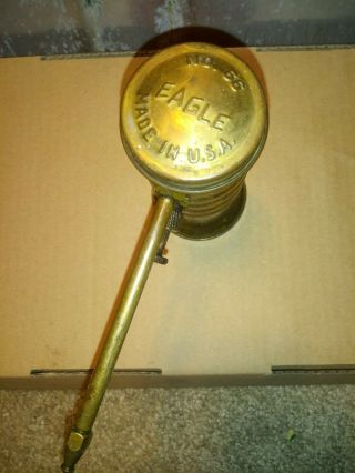 No.  1 Antique Brass Eagle No.  6 Oil Can Oiler Straight Spout,  Cond.