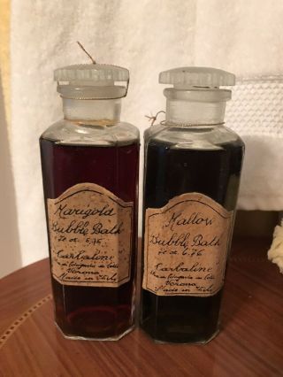 2 Antique Italian Apothecary Bottles With Bubble Bath Verona,  Italy