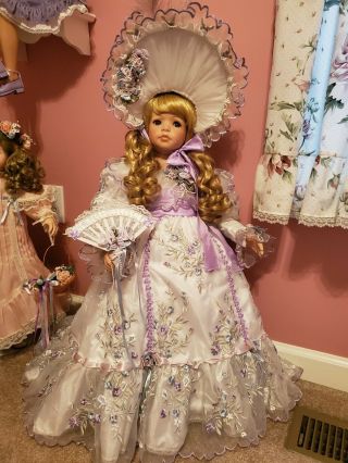 $299 Marie Osmond Lovely In Lilac Porcelain 28 " Doll Victorian Rare