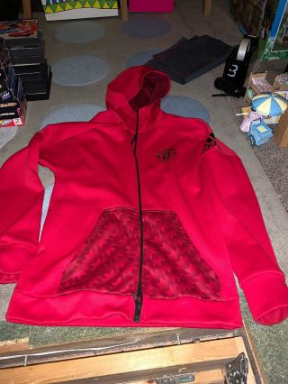Manchester United Adidas Zip Jacket Hoody,  Red Size 11 - 12 Years Rare