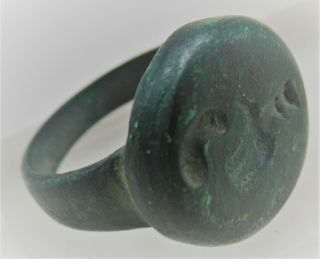 European Finds Ancient Roman Bronze Ring With Depiction Of Man On Bezel