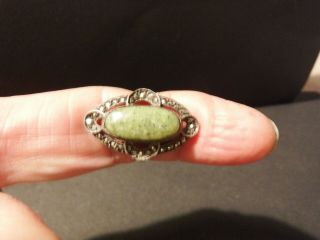 Unusual Vintage/Antique Hallmarked Silver Ring with green stone 3