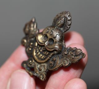 Antique Chinese Tibetan bronze silver gilt bronze buddha skull fragment,  18th C. 3