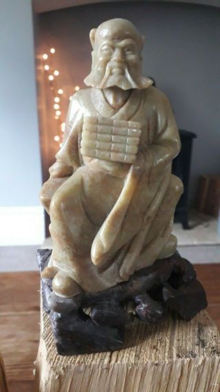 Antique Chinese Soapstone Figure Of A Buddhist Monk