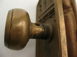 Antique Brass Arts & Crafts Door Plates and Knob Set 3