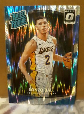 2017 - 18 Donruss Optic Lonzo Ball Rare Flash Holo Prizm Rated Rookie Rc Sp Lakers