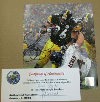 Rare Jerome Bettis Auto Signed 8 X 10 Photo Pittsburgh Steelers With