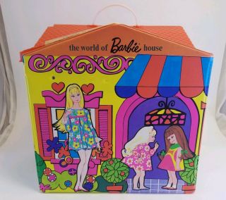 Vintage 1967 World Of Barbie Doll House,  Mattel,  Fold Out Travel Case 2 Rooms