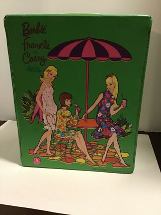 Vintage Barbie Green Vinyl Doll Case Trunk Francie And Casey Mattel Inc 1958