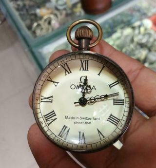 Chinese Vintage Brass Glass Pocket Watch Ball Clock Rt