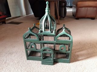 Antique Handmade Wood Wire Bird Cage Ornate Figural Taj Mahal Castle