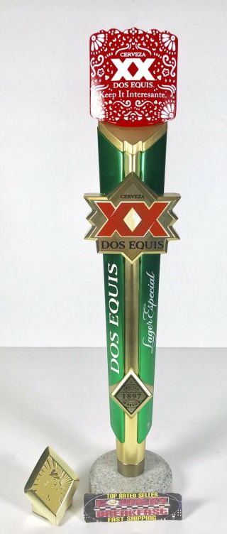 Dos Equis Lager Especial Xx Cerveza Beer Tap Handle 14” Tall - Rare