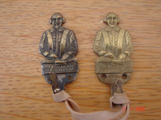 Pair solid brass coat hooks William Shakespeare 2
