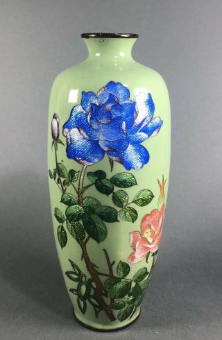 Antique Japanese Cloisonne Vase With Flowers Meiji Period? Marked Nr