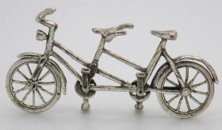 Vintage Solid Silver Italian Made Tandem Bicycle Miniature Figurine Stamped