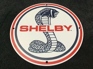 Vintage Shelby Mustang Porcelain Sign Gas Oil Pump Plate Service Station Rare