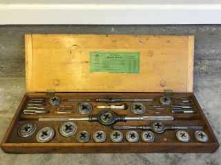 Antique Tool Mayhew Screw Plate Tap & Die Set 43700 In Wooden Case Usa