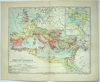 1907 Map Of The Roman Empire In The Middle Of The Second Century Ad By Meyers