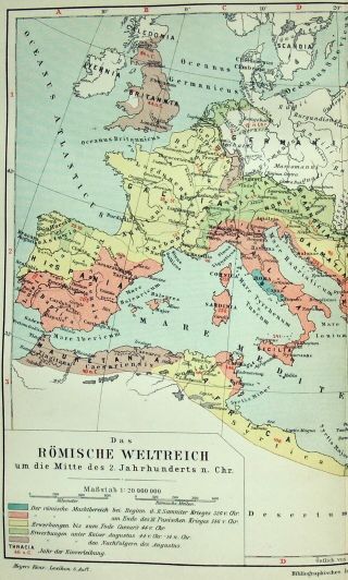 1907 Map of the Roman Empire in the Middle of the Second Century AD by Meyers 2