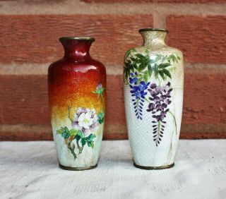 19th Century Japanese Meiji Period Ginabri Cloisonne Vases