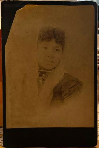 Antique Cabinet Photo African American Victorian Woman Texas