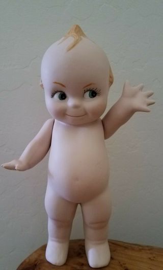 Vintage Baby Kewpie Doll Ceramic Figurine Bisque Porcelain Moveable Arms 9 1/2 "