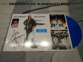 Ace Frehley Signed Spaceman Blue Vinyl Lp W/rare Ny/nj Kiss Expo Pick Limited