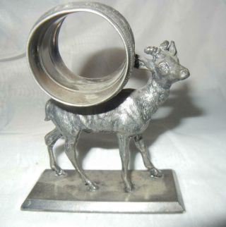 Antique Meriden Silverplate Deer Stag Figural Napkin Ring 204
