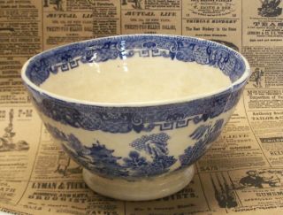 Antique H A L & Co.  England Blue Willow Footed Bowl