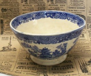 ANTIQUE H A L & Co.  England Blue Willow Footed Bowl 3