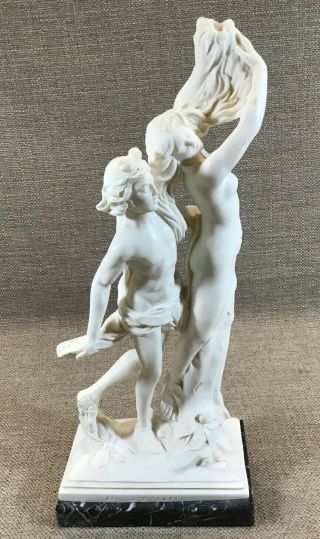 Vintage Apollo & Dafne A.  Santini Italian Figure Sculpture On Marble Base