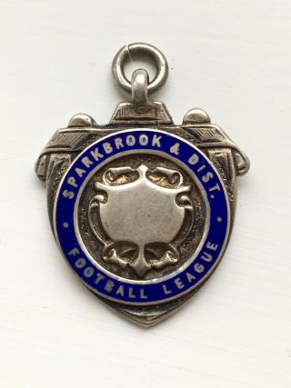 Sparkbrook & District Football League 10g Sterling Silver & Enamel Medal 1938