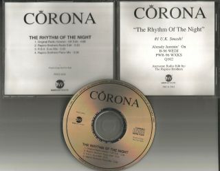 Corona Rhythm Of The Night 4trx W/ 2 Rare Edits & Mixes Promo Dj Cd Single 1994