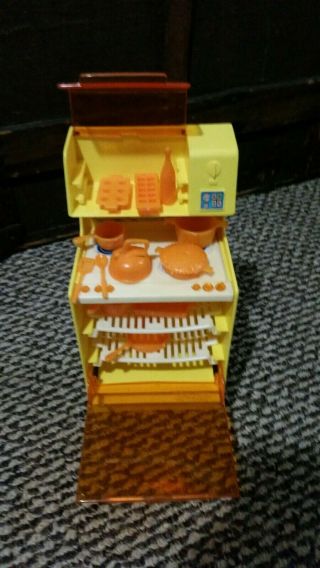 Vintage Barbie Dream House Kitchen Stove/oven Microwave Orange Pots & Pans Set