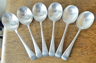 Lovely Vintage 1930 - 50s Matching Set Of 6 Sheffield A1 Silver Plated Soup Spoons