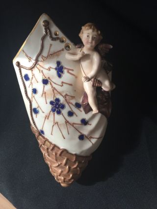 Antique Hand Painted - Porcelain Wall Pocket Vase - Rare