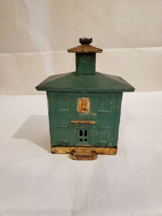 Antique Early Cast Iron Still Bank House