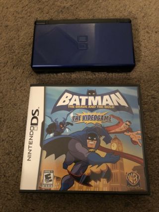Rare Nintendo Ds Lite Blue Handheld Console System With Batman Game