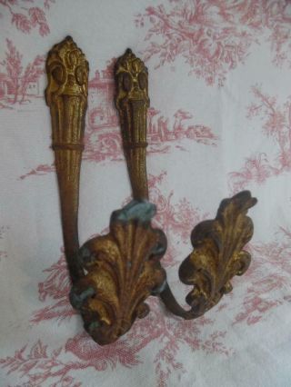 Antique French Gilt Brass Curtain Tie Back/hooks (a8)